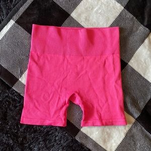 Hot pink spandex biker shorts